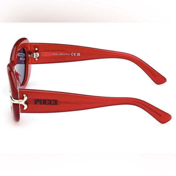 Emilio Pucci Red and Blue Geometric Sunglasses - Picture 4 of 4